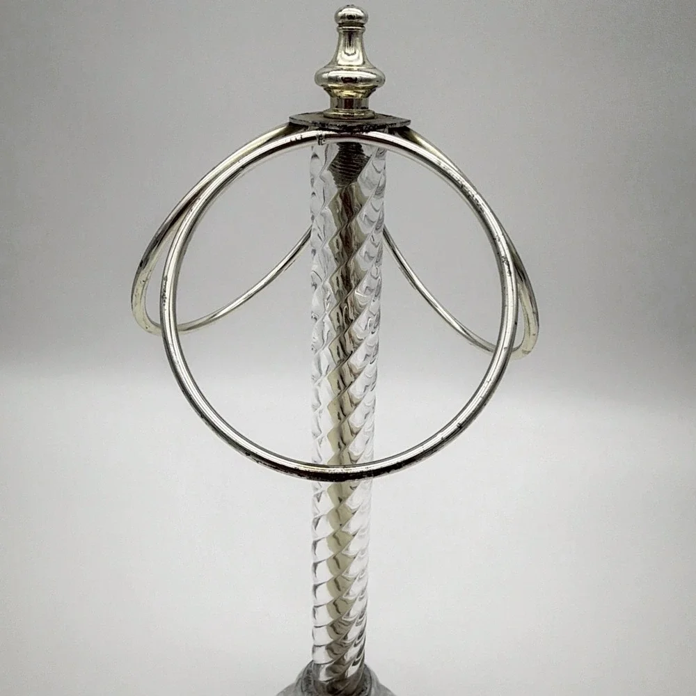 VTG Hollywood Regency Glass Lucite Metal 3-Ring Fingertip Towel Stand